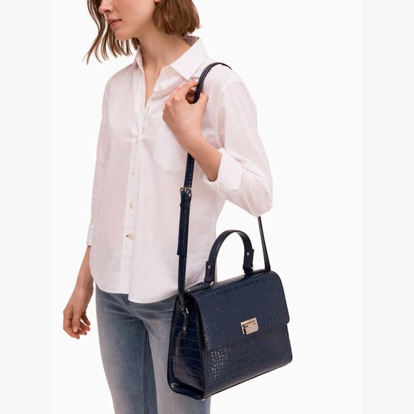 Kate Spade New York Knightsbridge Doris  Embossed Leather Satchel Purse - Picture 15 of 15